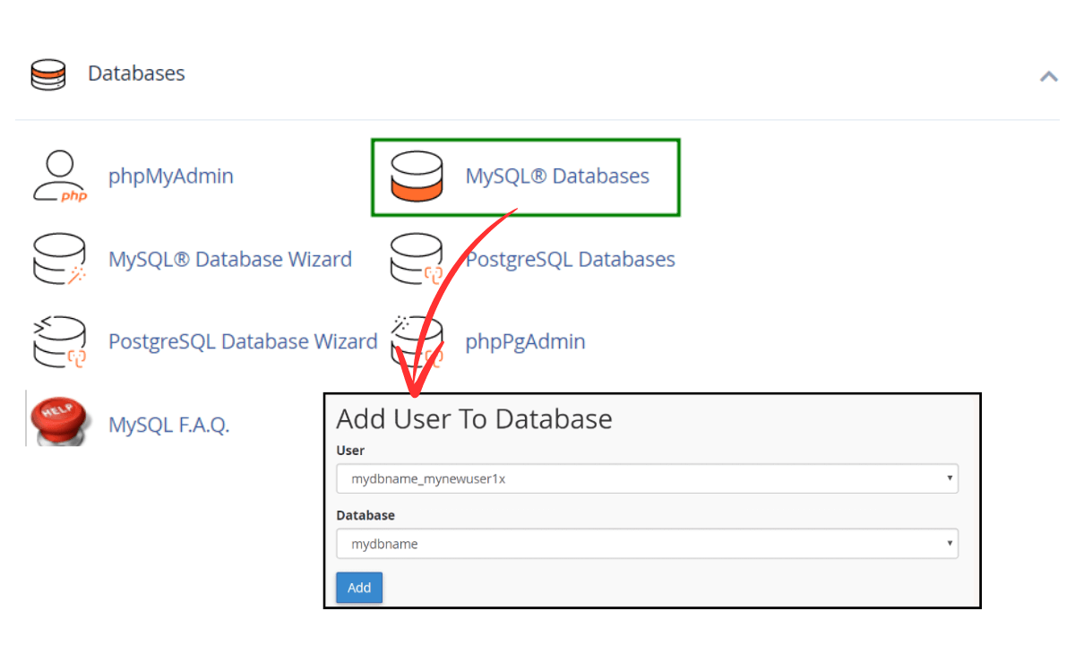 Create new MySQL database and restore the website