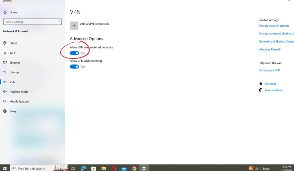 Disable Your VPN Connection