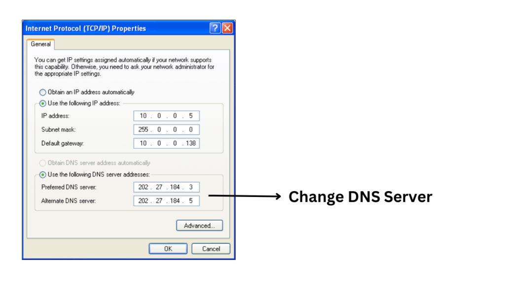 Change DNS server setting