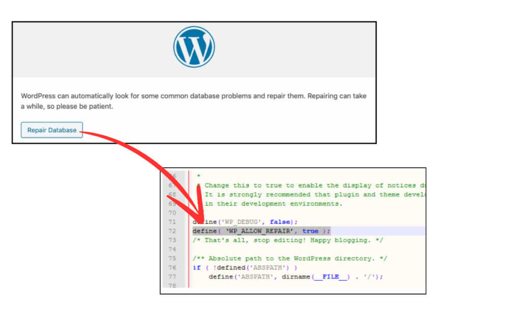 Repair the Database in WordPress
