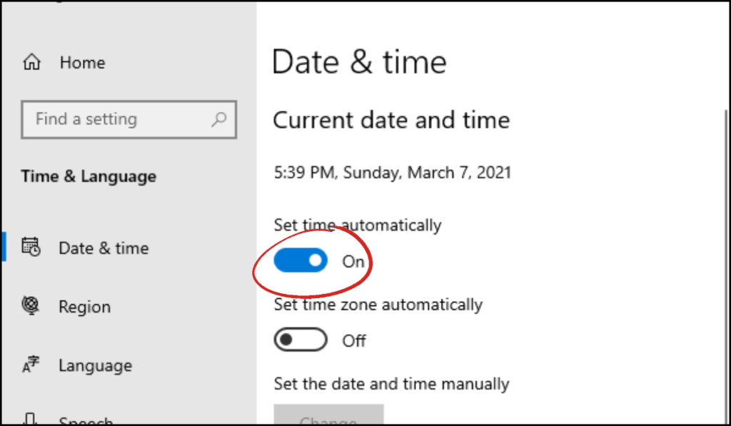 Update Date and Time Settings: