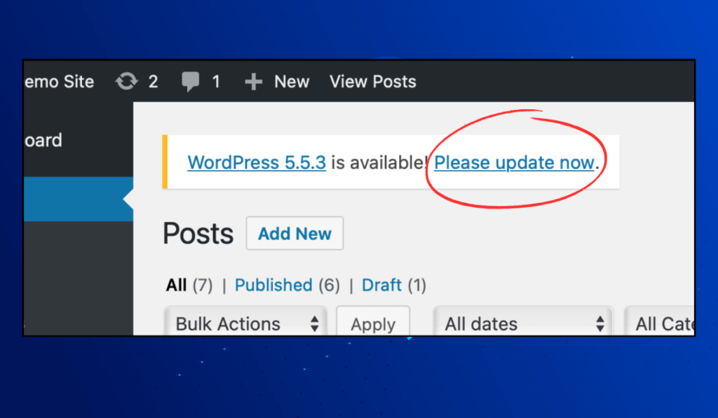 WordPress Updating Failed